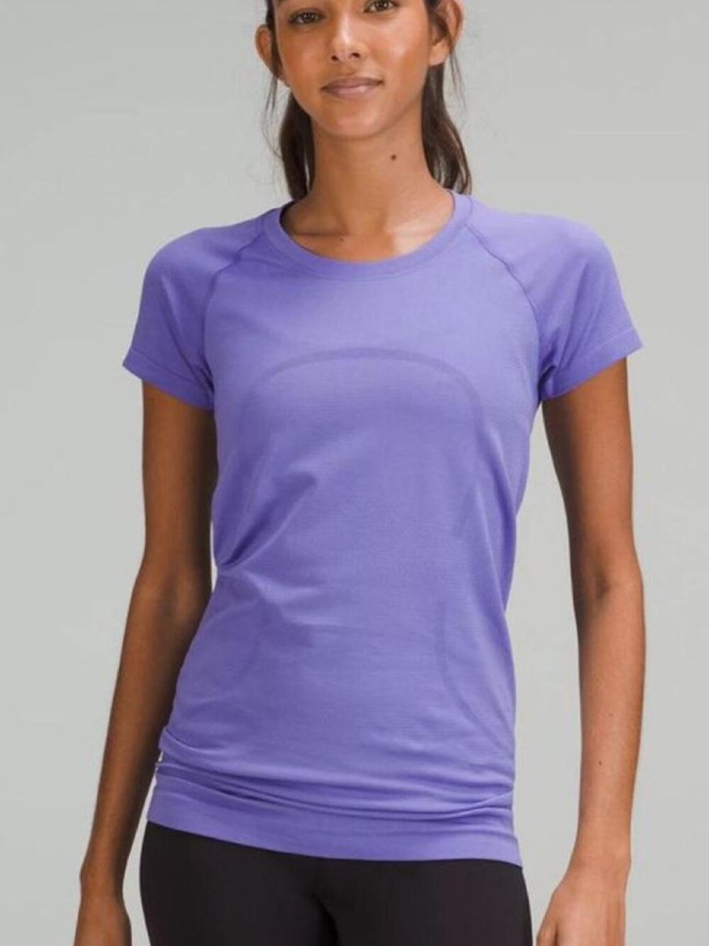 Lululemon Swiftly Tech purple short sleeve athletic t shirt, size small